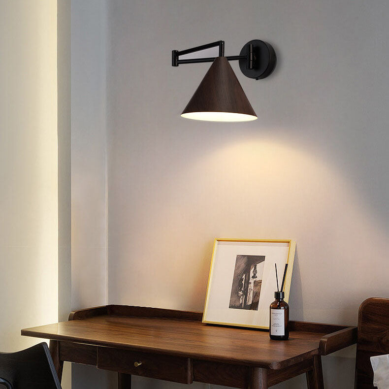 Arlo Swing Arm Wood Grain Wall Sconce