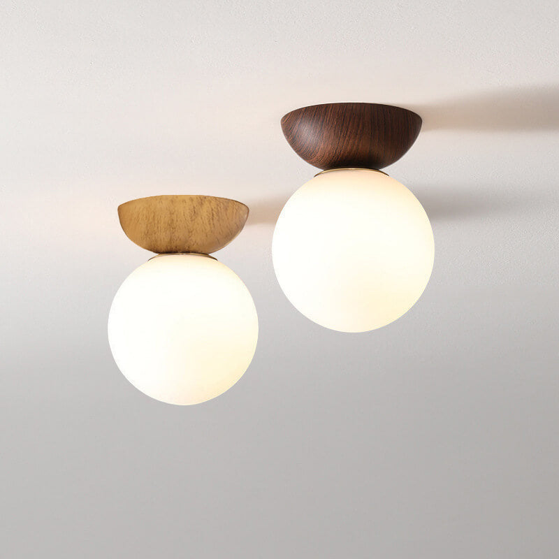 Glass Orb Semi-Flush Pendant Light