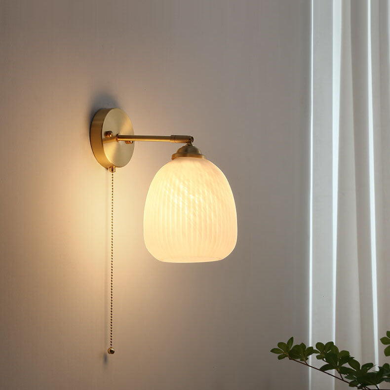 Striped Glass Pull Cord Sconce