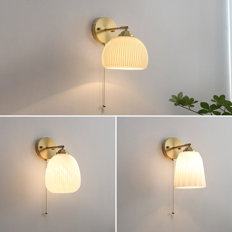 Striped Glass Pull Cord Sconce