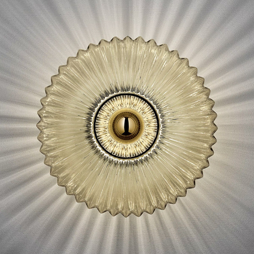 Striped Glass Disc Wall Sconce