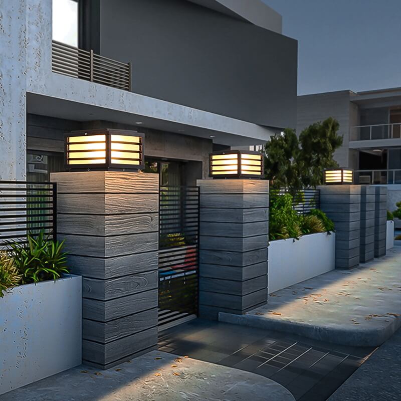 Square Solar Post Light