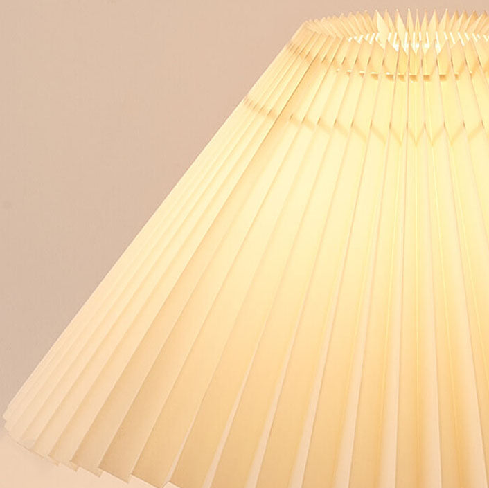 Pleated Shade Wood Table Lamp
