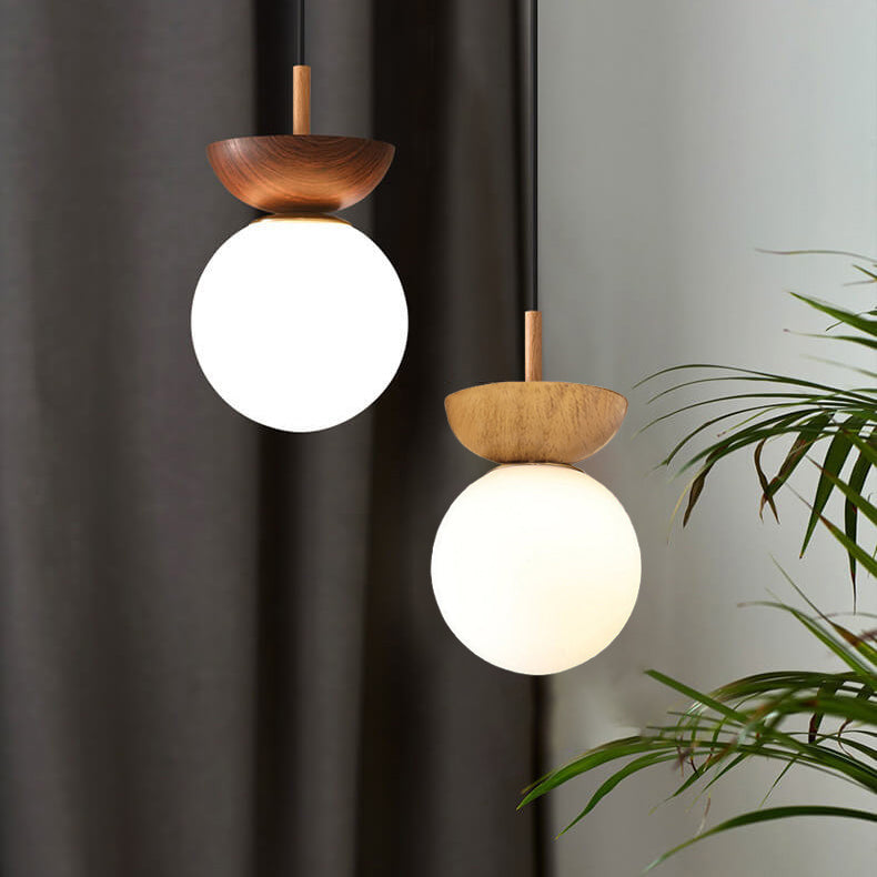 Glass Orb Semi-Flush Pendant Light