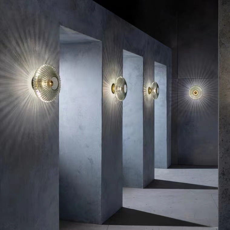 Striped Glass Disc Wall Sconce