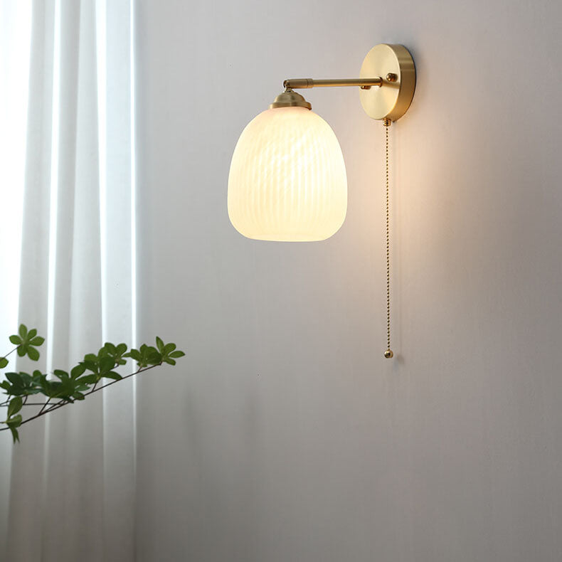 Striped Glass Pull Cord Sconce