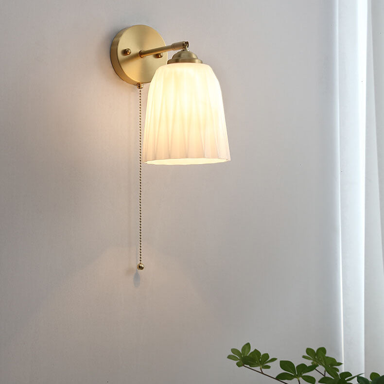 Striped Glass Pull Cord Sconce