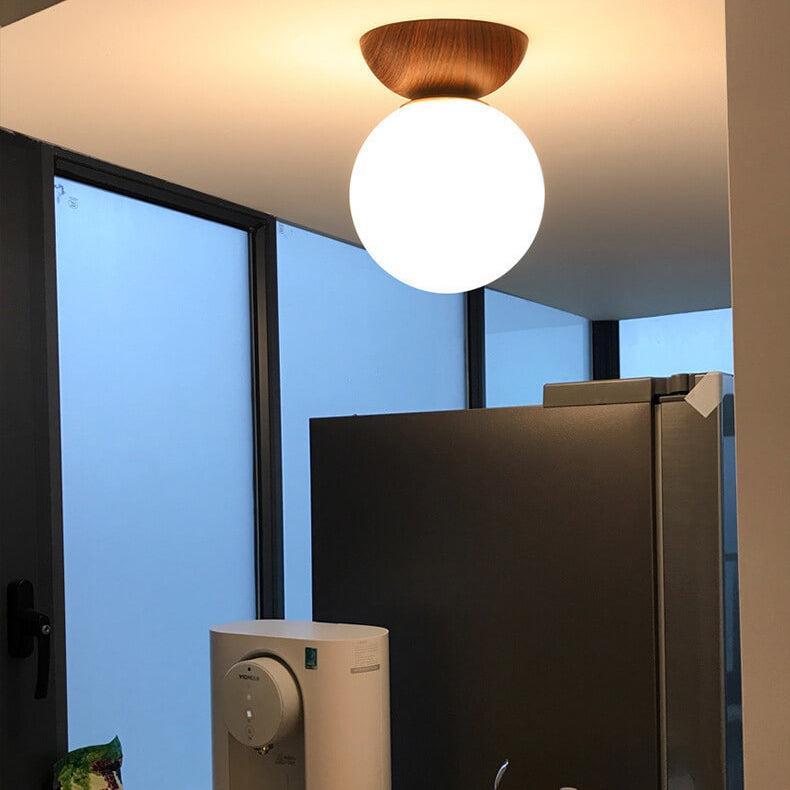 Glass Orb Semi-Flush Pendant Light