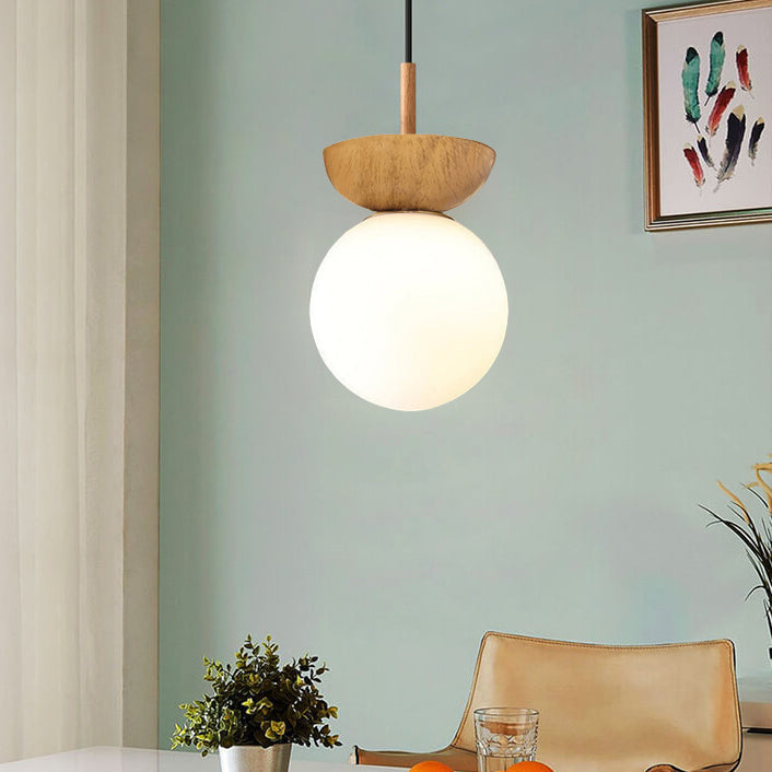 Glass Orb Semi-Flush Pendant Light