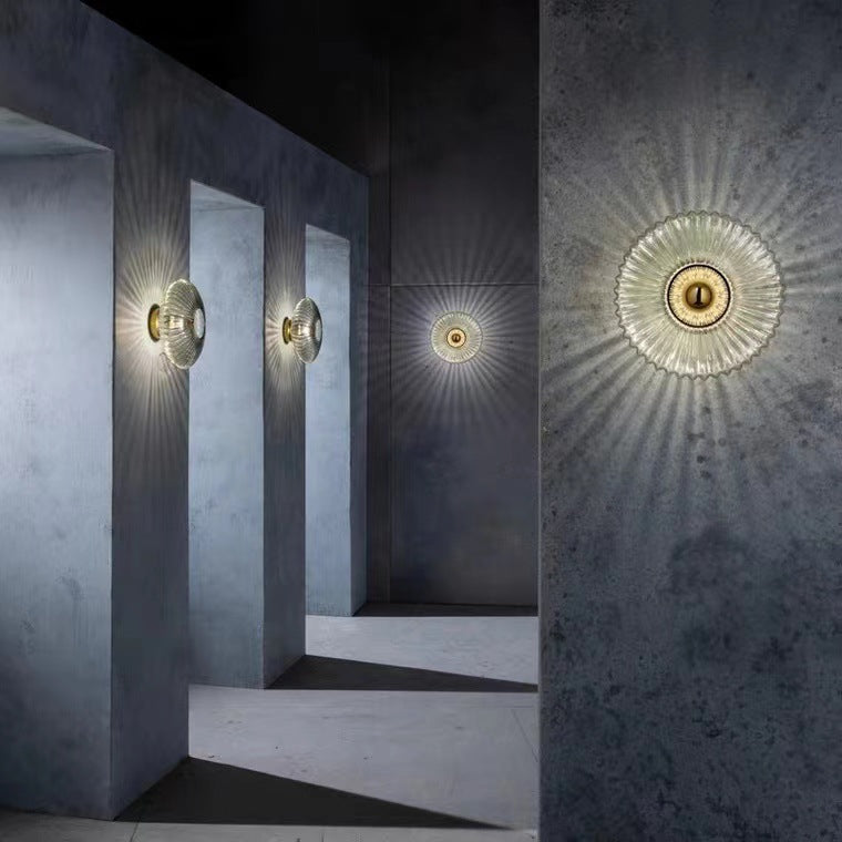 Striped Glass Disc Wall Sconce