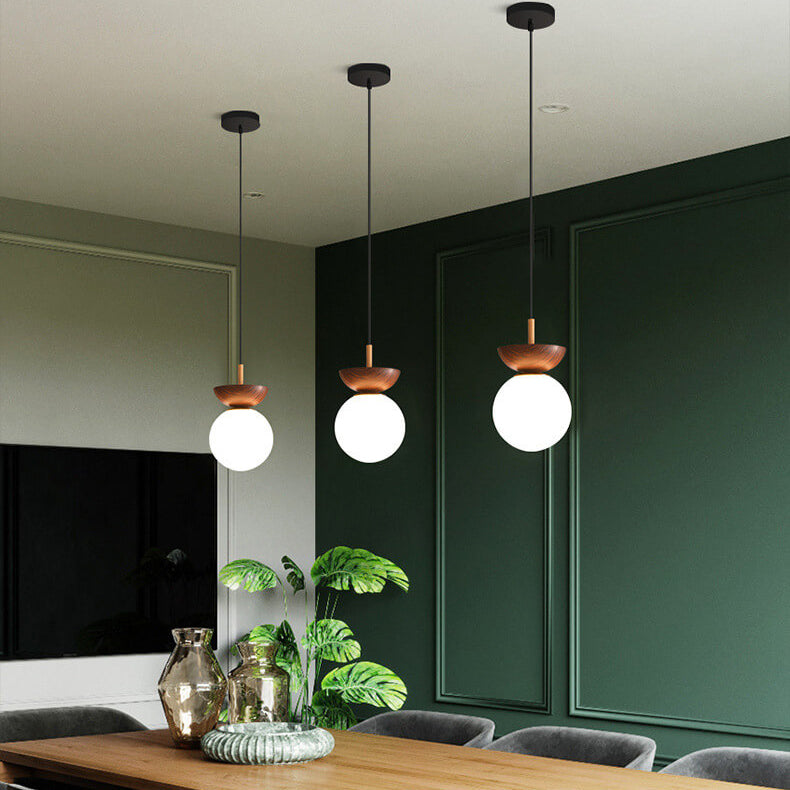 Glass Orb Semi-Flush Pendant Light