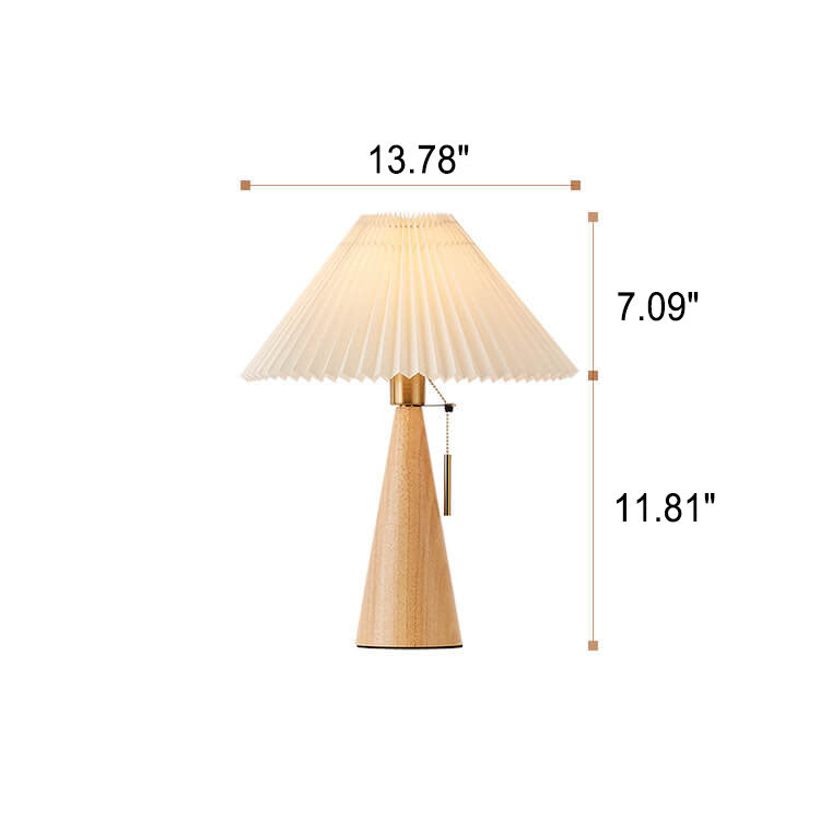Pleated Shade Wood Table Lamp
