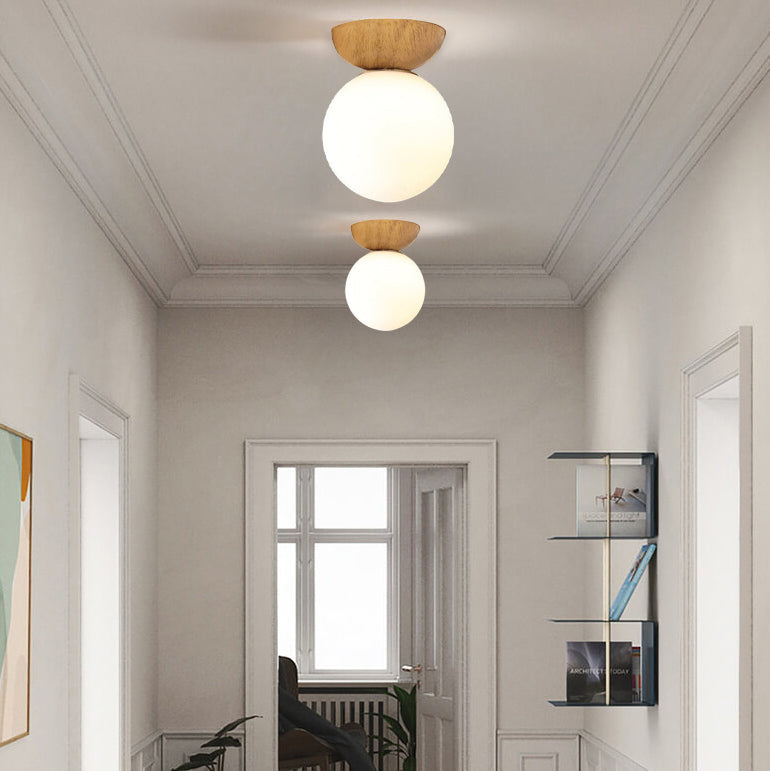 Glass Orb Semi-Flush Pendant Light