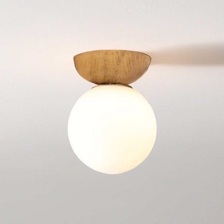 Glass Orb Semi-Flush Pendant Light