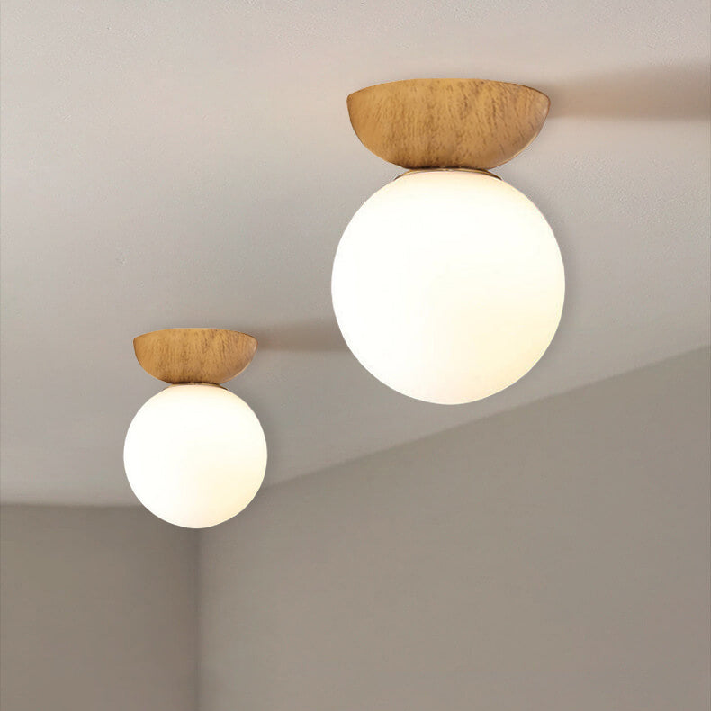 Glass Orb Semi-Flush Pendant Light