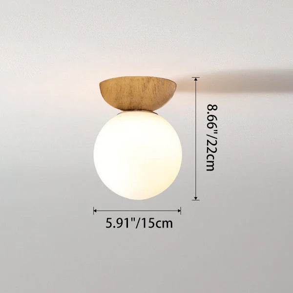 Glass Orb Semi-Flush Pendant Light