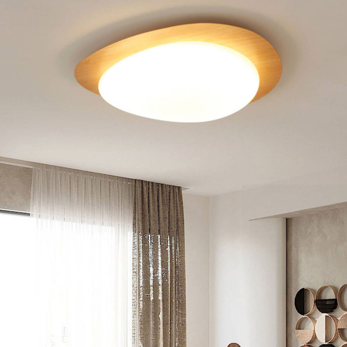 Pebble Wood Grain Flush Mount Light