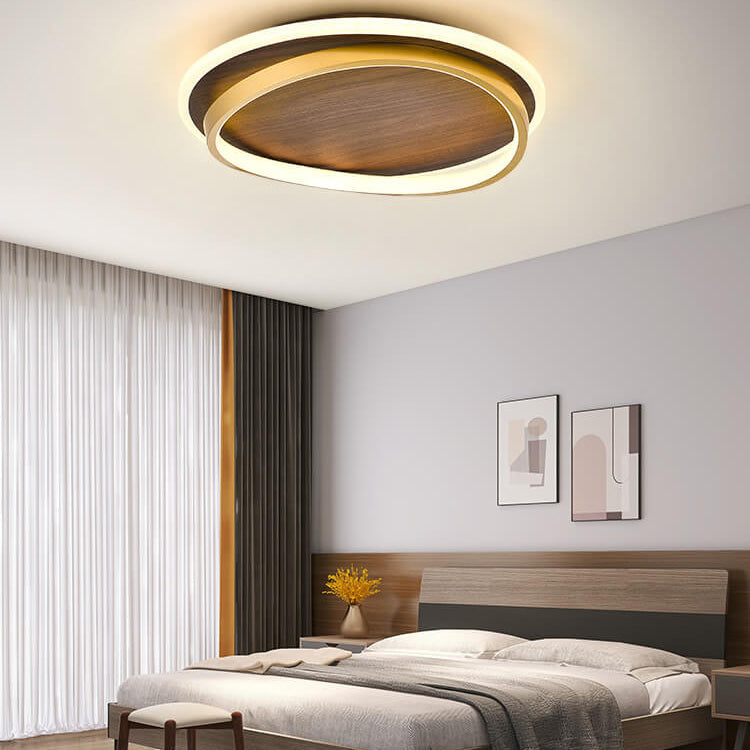 Walnut Grain Flush Mount Ceiling Light