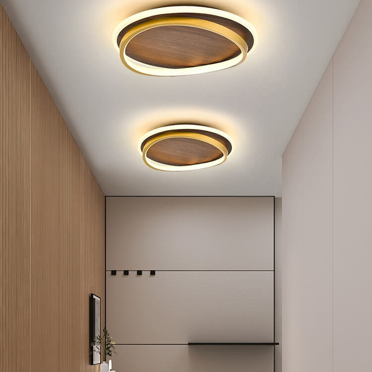 Walnut Grain Flush Mount Ceiling Light