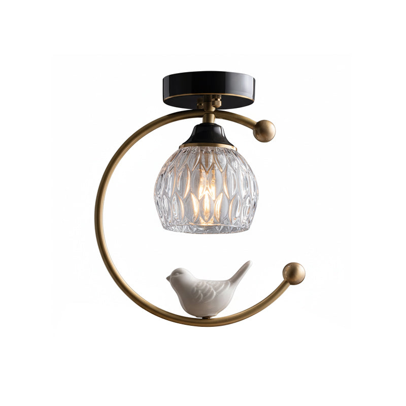 Ceramic Bird Brass Ceiling Lamp