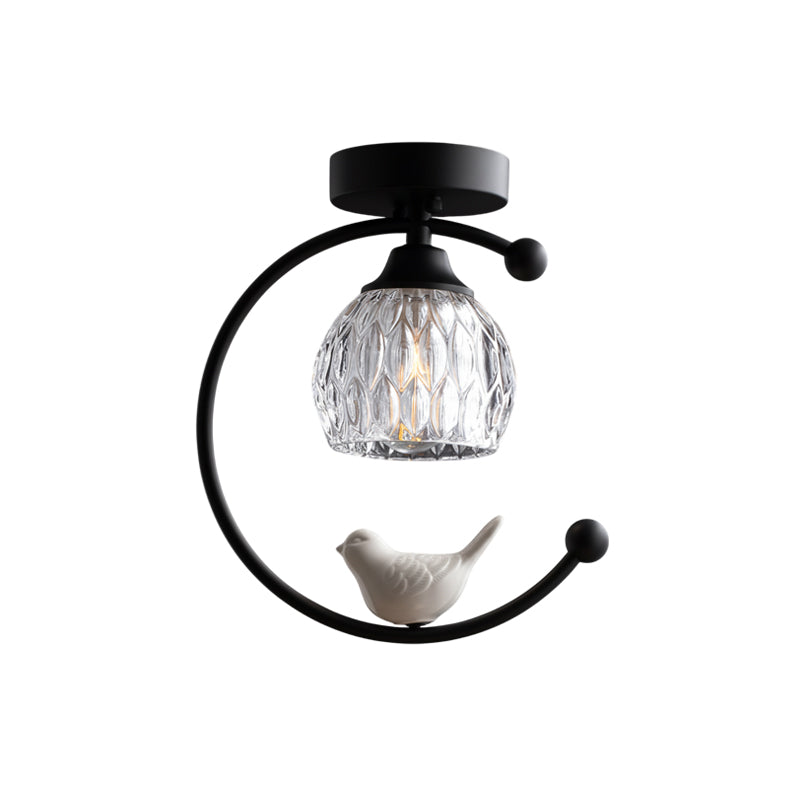 Ceramic Bird Brass Ceiling Lamp