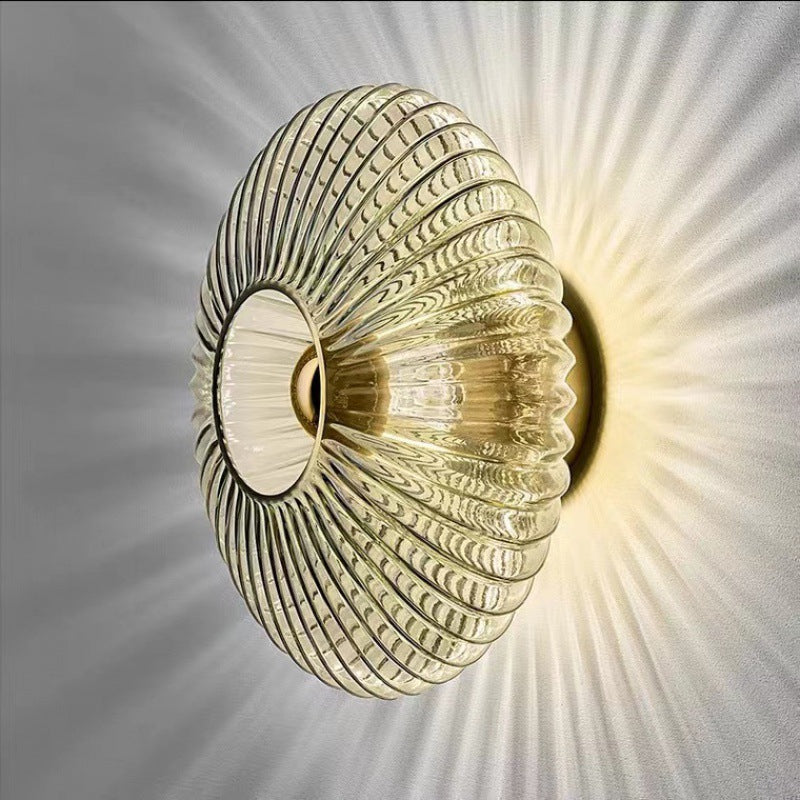 Striped Glass Disc Wall Sconce