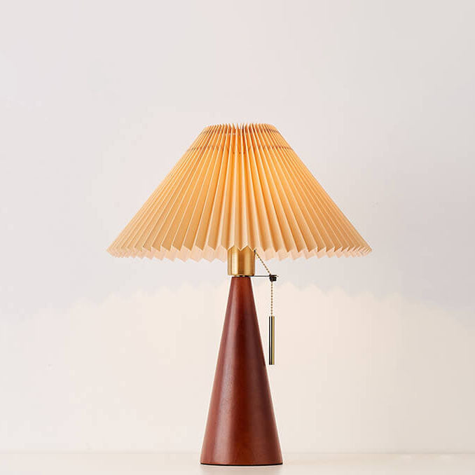 Pleated Shade Wood Table Lamp