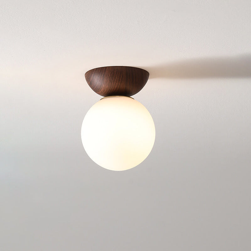 Glass Orb Semi-Flush Pendant Light