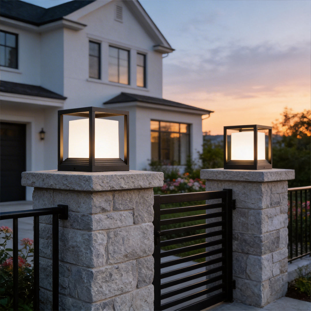 Square Solar Garden Pedestal Light
