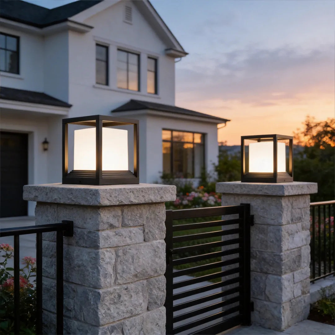 Square Solar Garden Pedestal Light