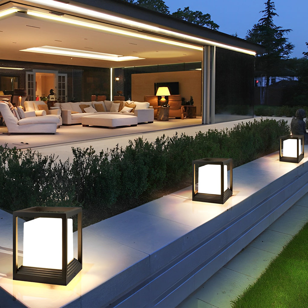 Square Solar Garden Pedestal Light