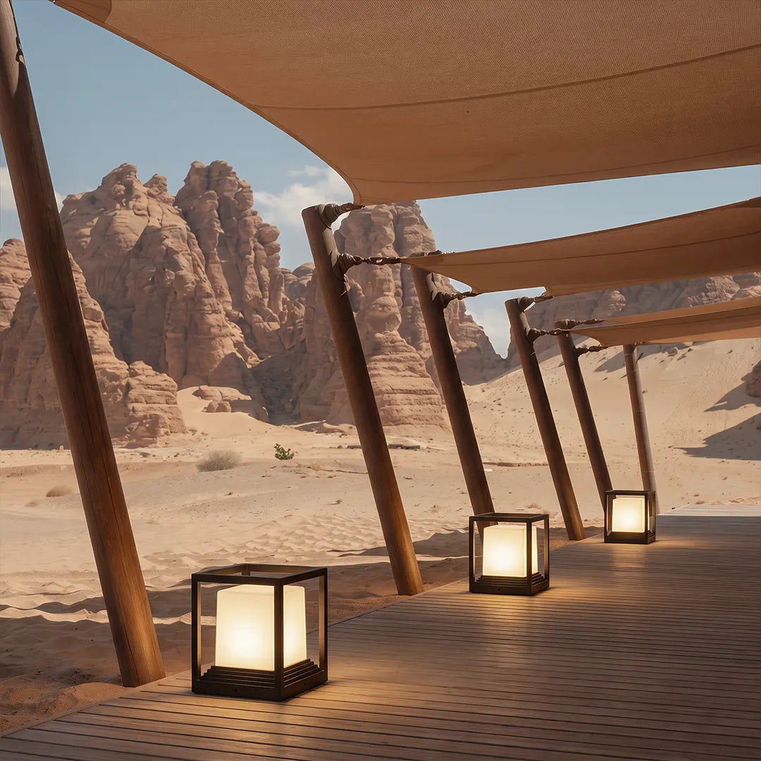 Square Solar Garden Pedestal Light