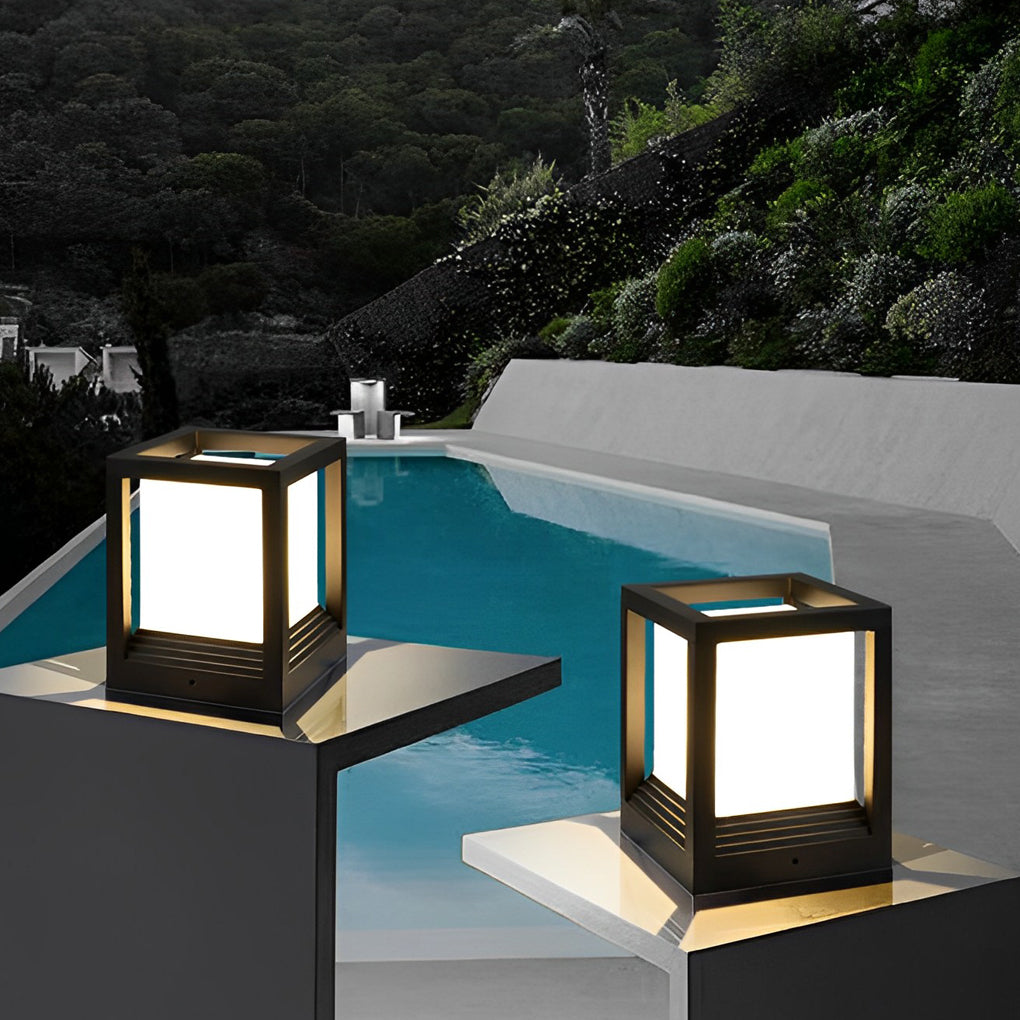 Square Solar Garden Pedestal Light