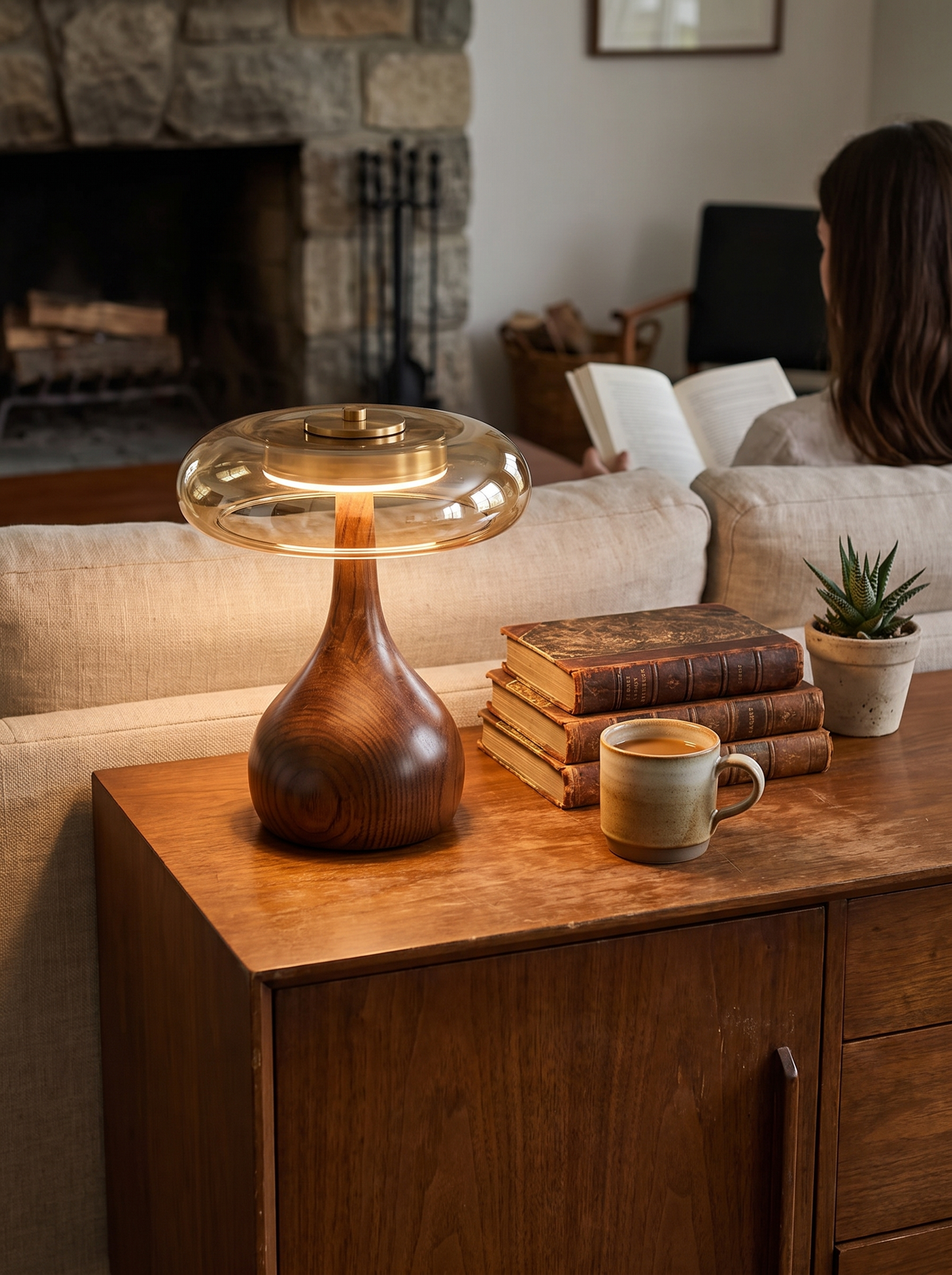 Veyra Modern Glass LED Table Lamp lifestyle 1