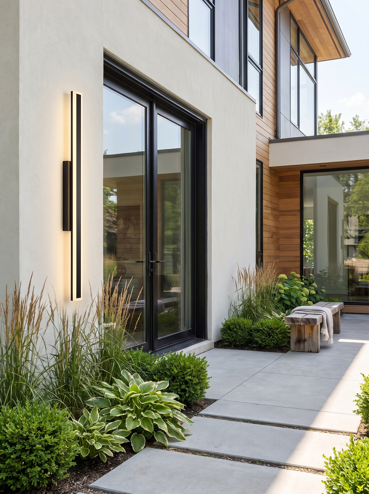 Slim Bar Outdoor Wall Light at a modern home exterior