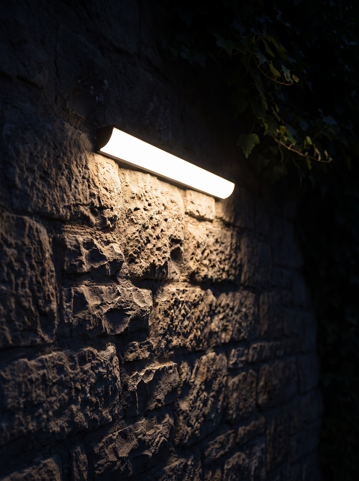 Linear Outdoor Wall Washer Light lit at night