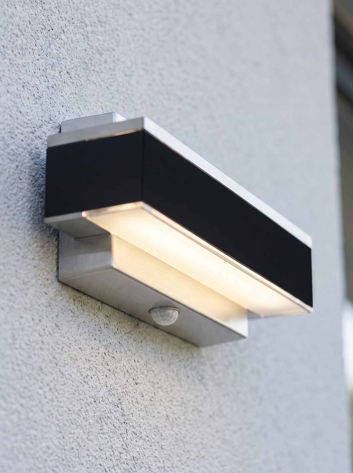 Rectangular Outdoor Sensor Wall Light close up
