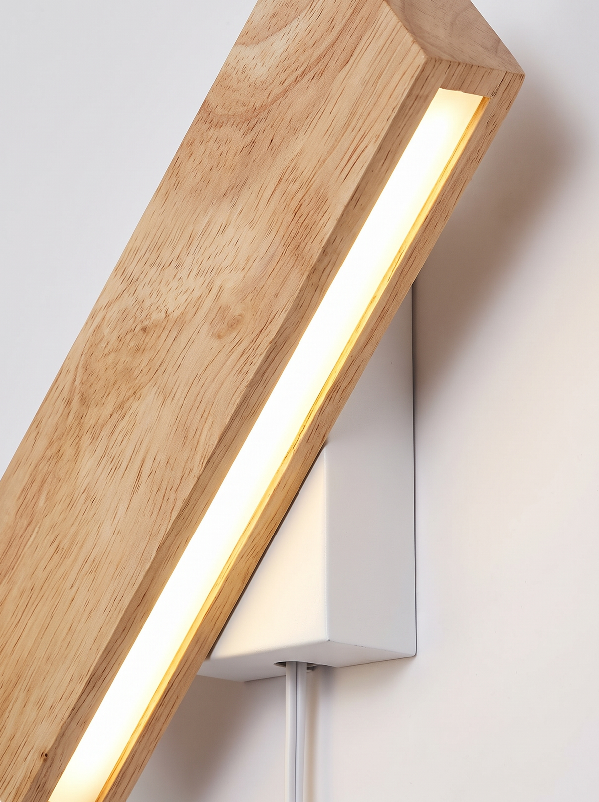 Wood LED wall sconce close up