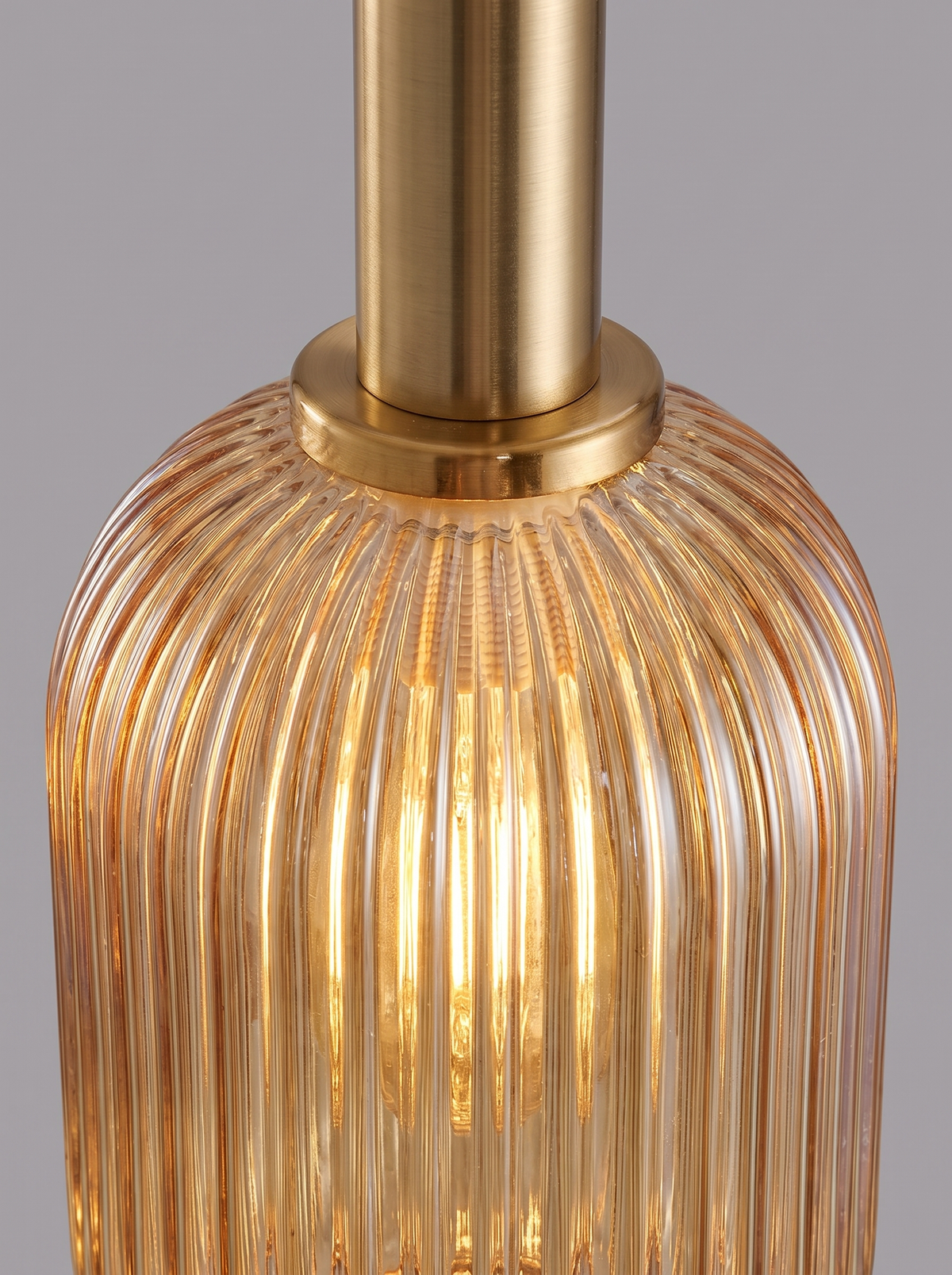 Striped glass lantern pendant close up