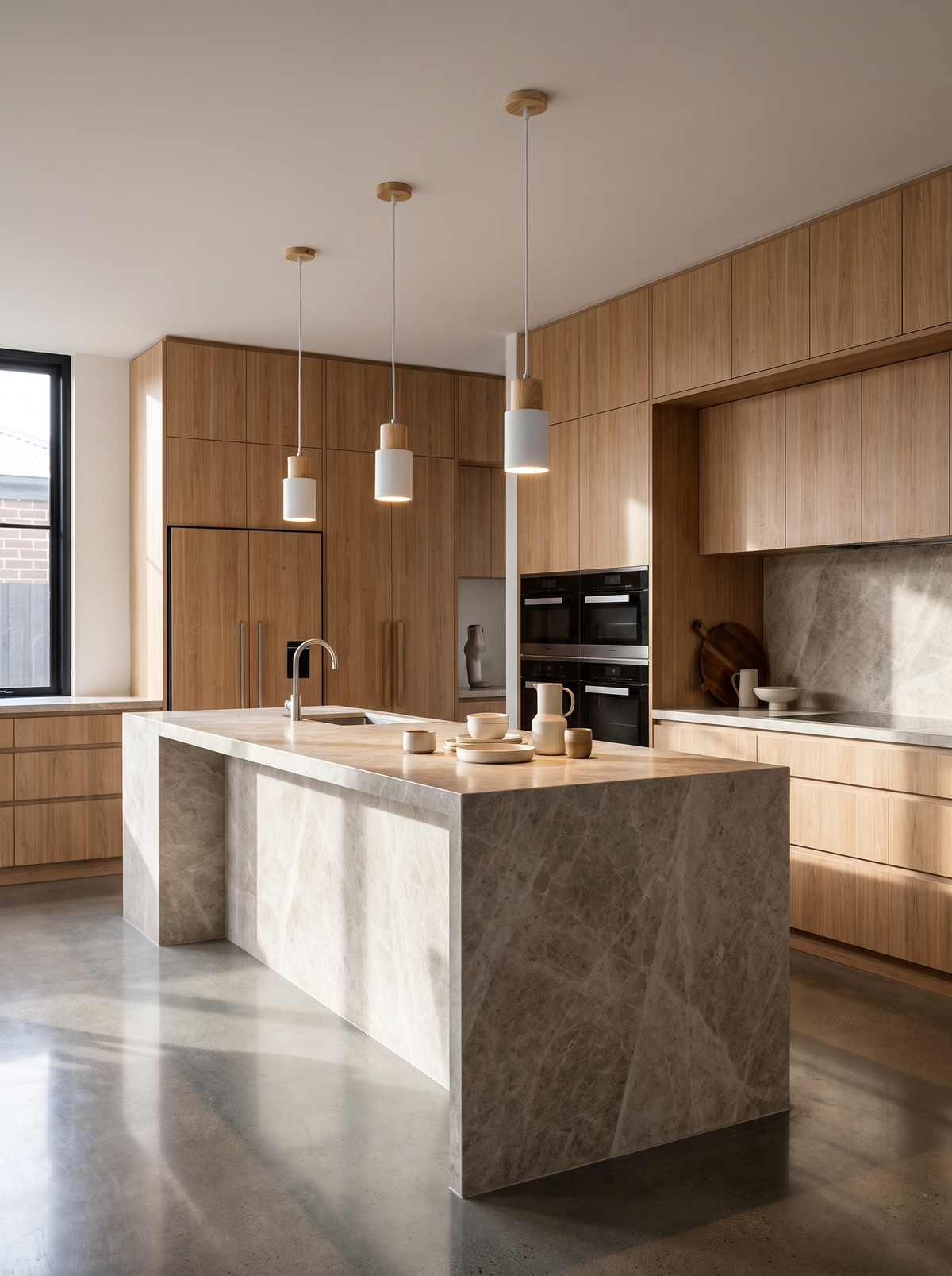 aluminium cylinder pendant in a modern interior