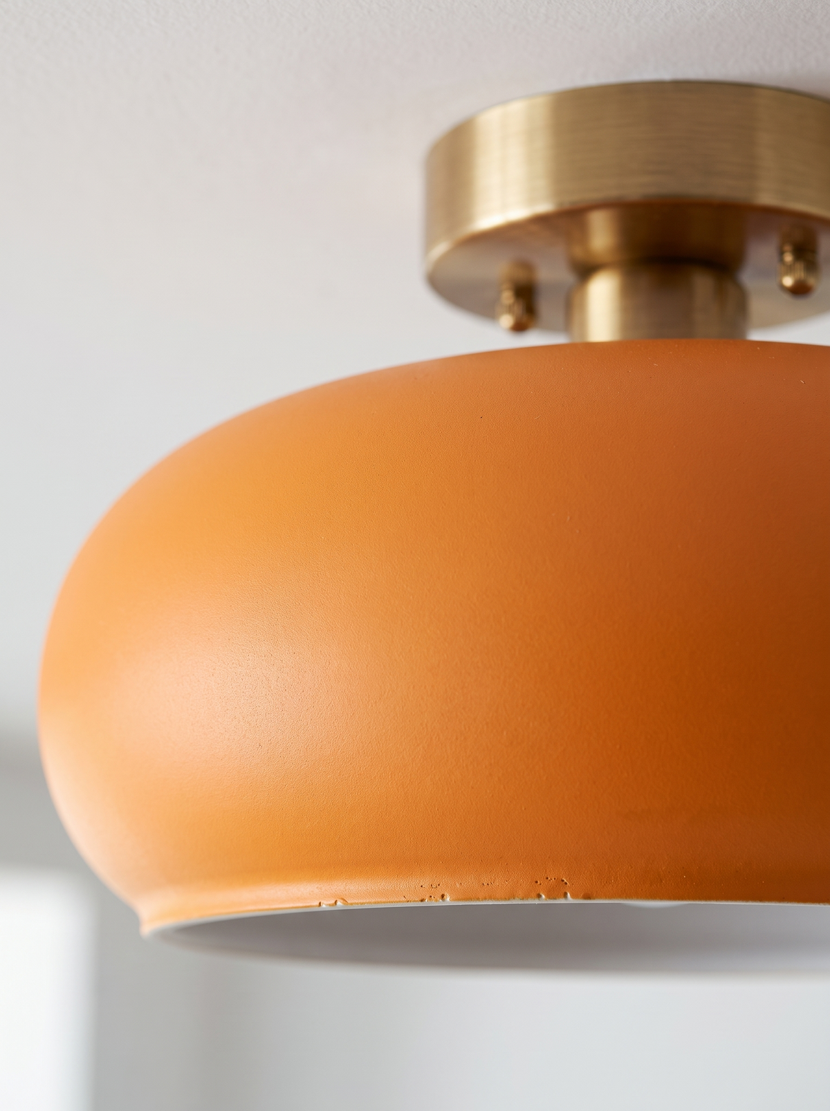 glass and copper dome pendant close up material detail