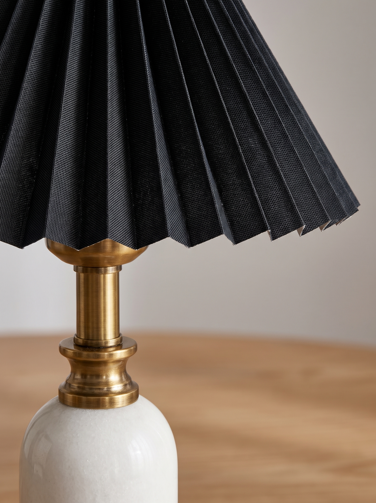 pleated shade table lamp close up material detail