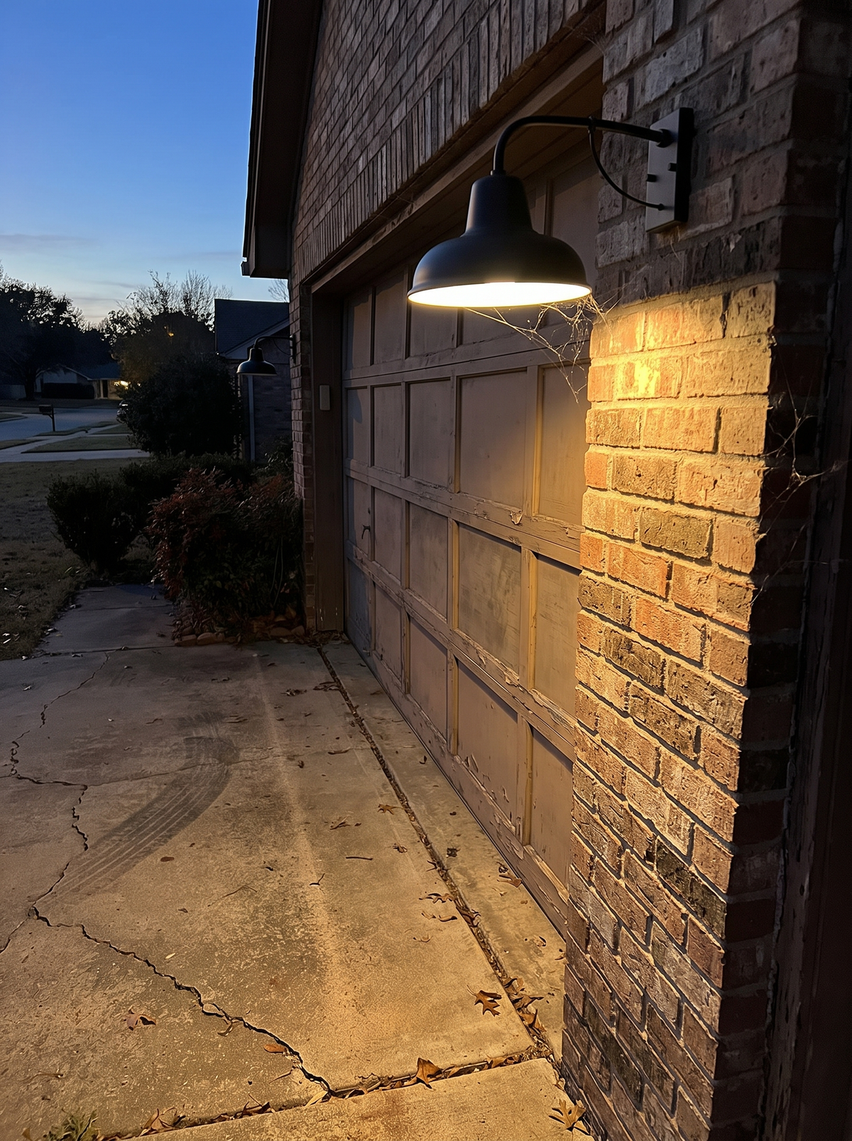 iron barn wall light installed and in use at true scale