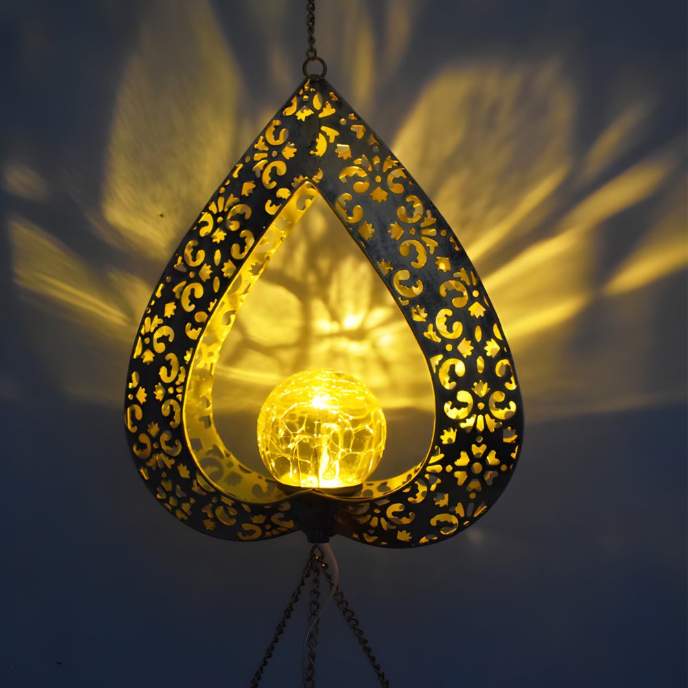 Solar Heart Wind Chime Hanging Light