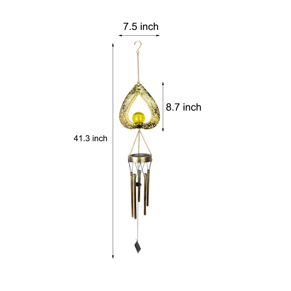 Solar Heart Wind Chime Hanging Light