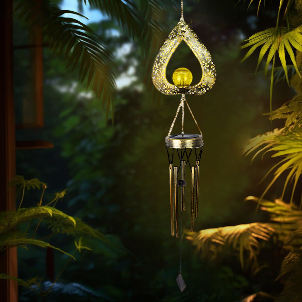 Solar Heart Wind Chime Hanging Light