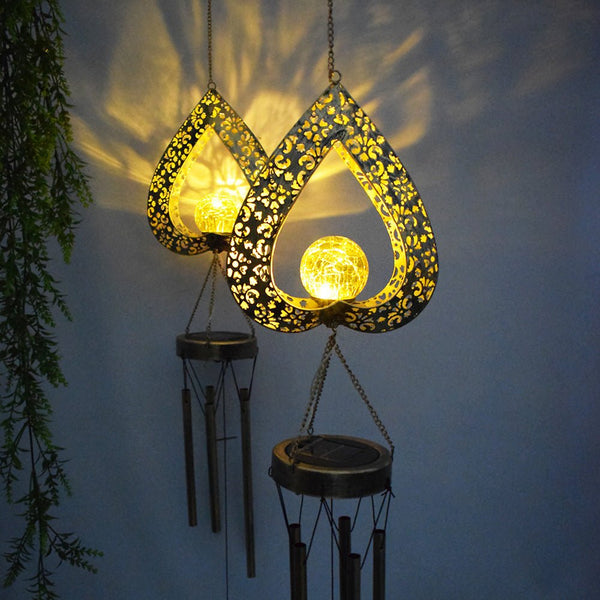 Solar Heart Wind Chime Hanging Light