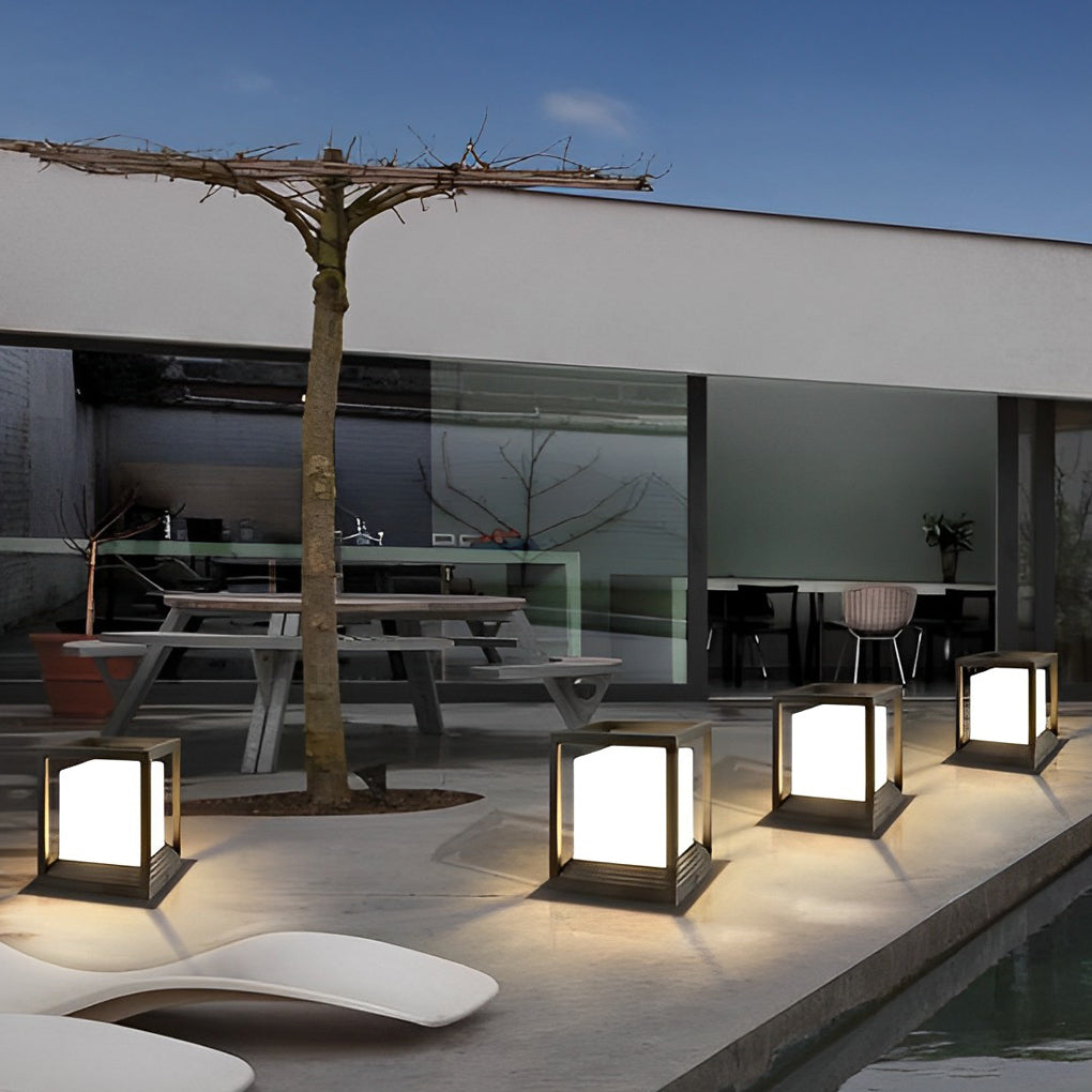 Square Solar Garden Pedestal Light