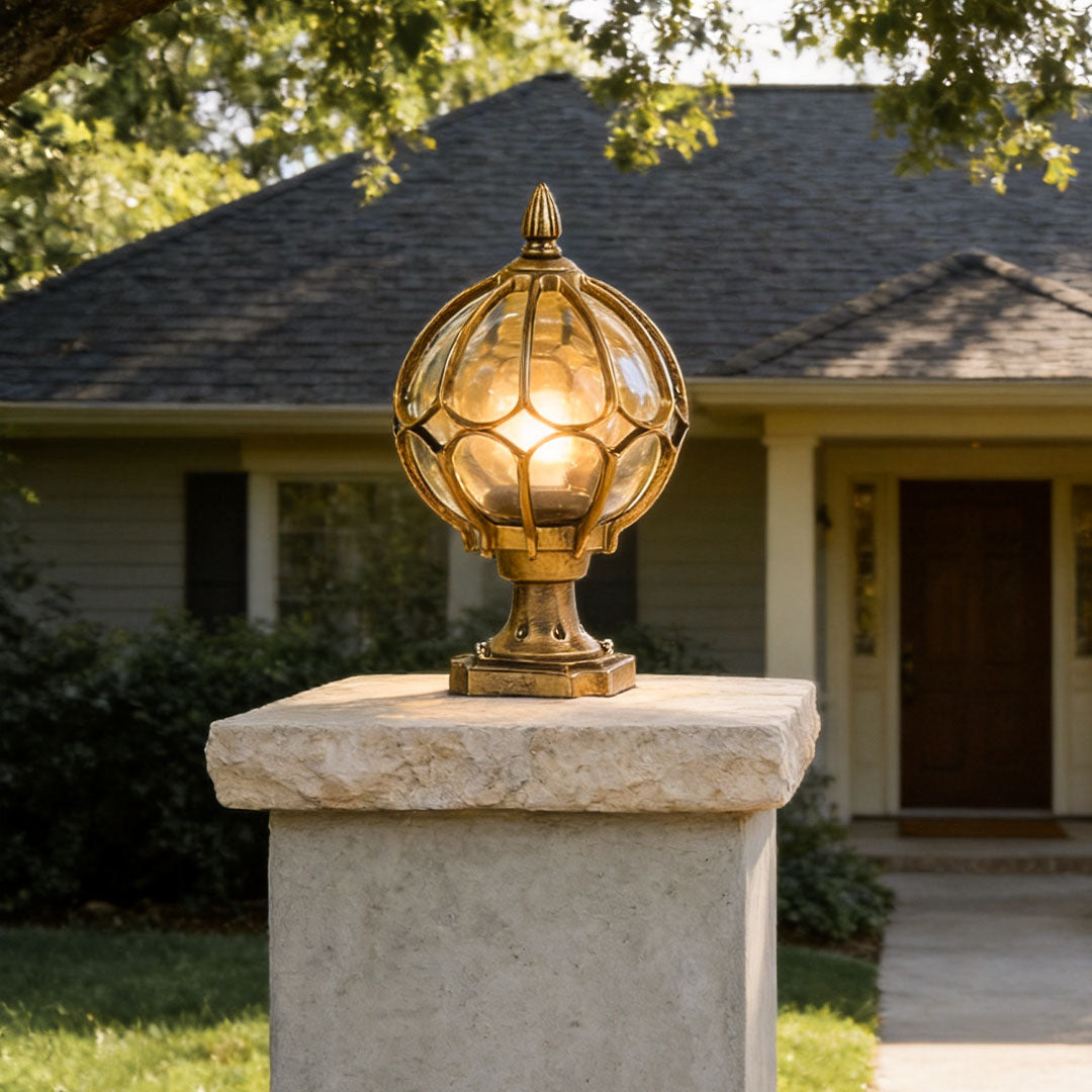 Vintage Glass Globe Pier Post Light