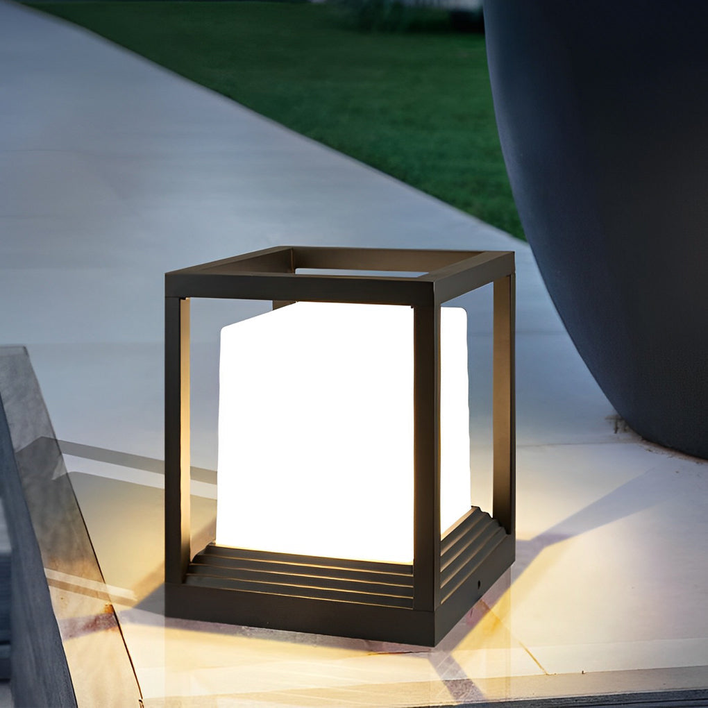 Square Solar Garden Pedestal Light